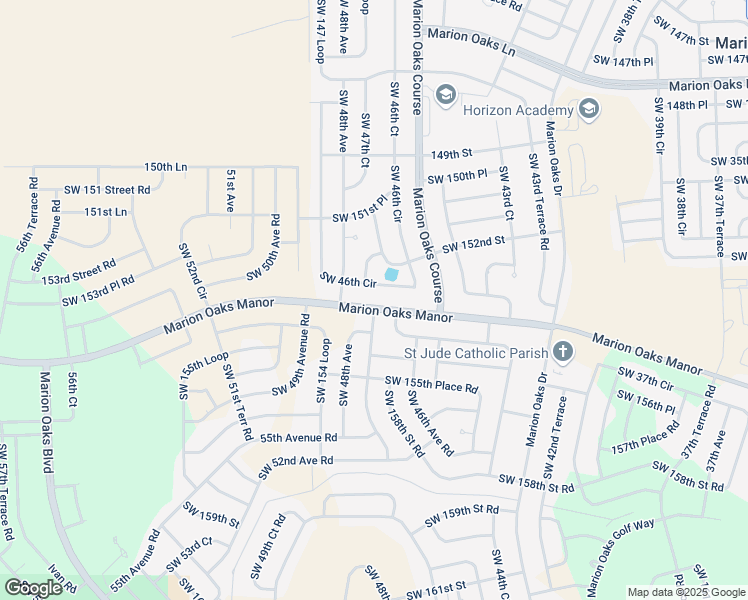 map of restaurants, bars, coffee shops, grocery stores, and more near 15425 Southwest 47th Avenue Road in Ocala