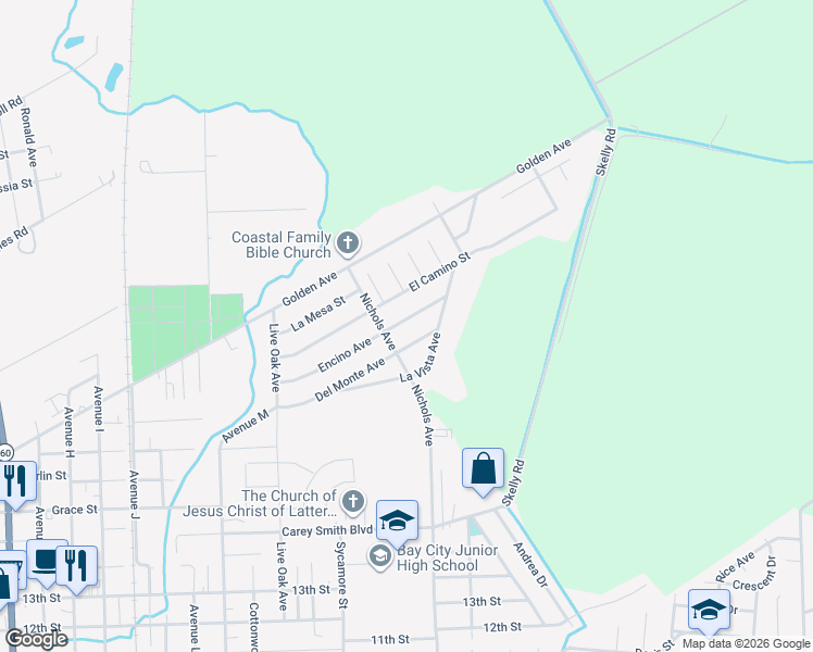 map of restaurants, bars, coffee shops, grocery stores, and more near 3001 Del Monte Avenue in Bay City
