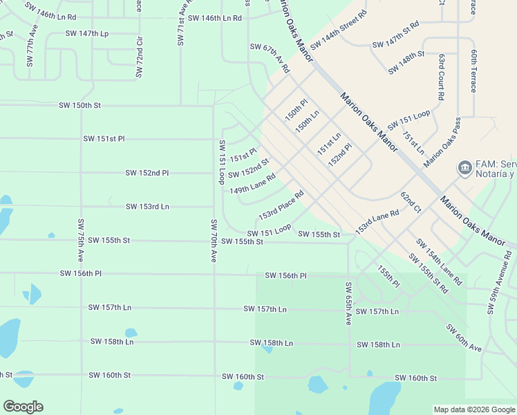 map of restaurants, bars, coffee shops, grocery stores, and more near 6833 Southwest 152nd Lane Road in Ocala