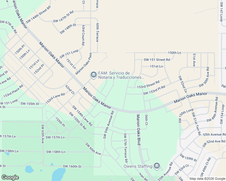 map of restaurants, bars, coffee shops, grocery stores, and more near 15360 Southwest 59th Avenue Road in Ocala