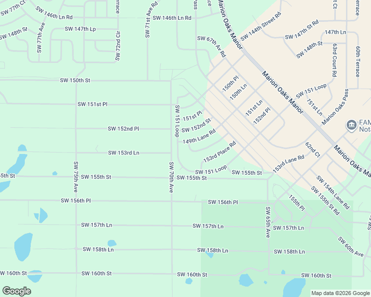 map of restaurants, bars, coffee shops, grocery stores, and more near 6759-6799 Southwest 152nd Lane Road in Ocala