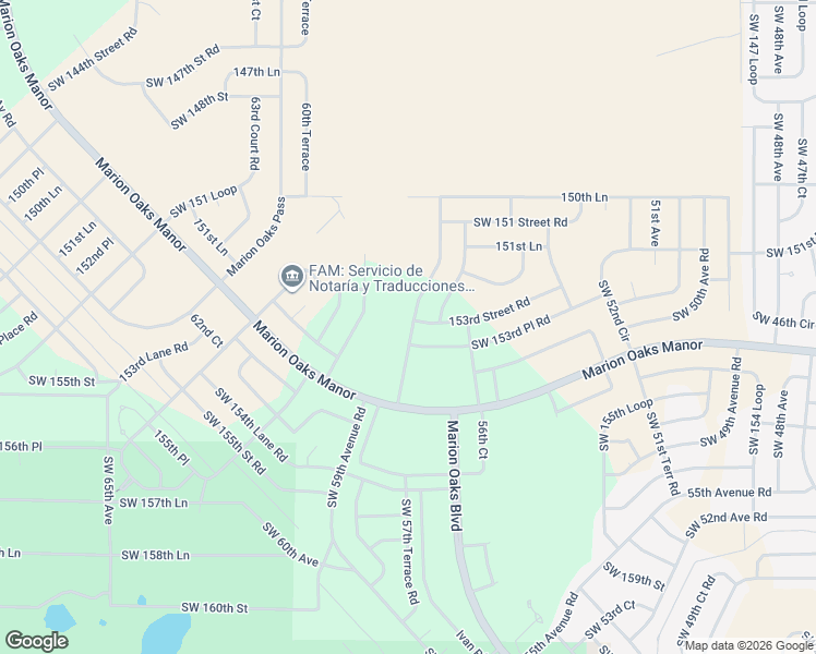 map of restaurants, bars, coffee shops, grocery stores, and more near 15320 56th Terrace Road in Ocala