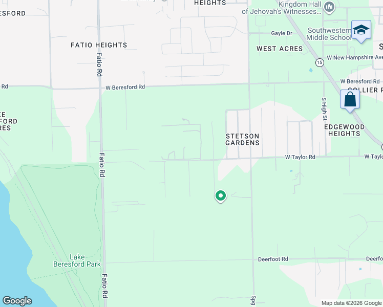 map of restaurants, bars, coffee shops, grocery stores, and more near 1315 West Taylor Road in DeLand