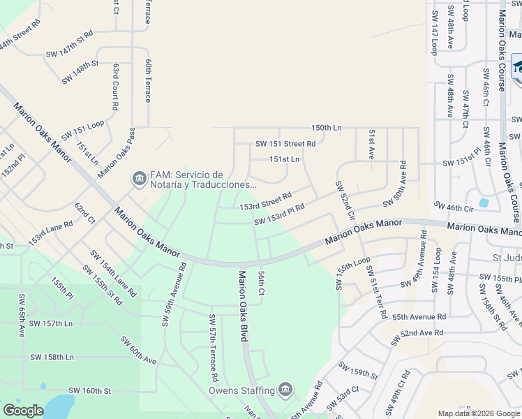 map of restaurants, bars, coffee shops, grocery stores, and more near 5655 153rd Street Road in Ocala