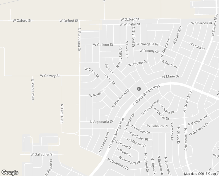 map of restaurants, bars, coffee shops, grocery stores, and more near 9394 North Samoa Way in Citrus Springs