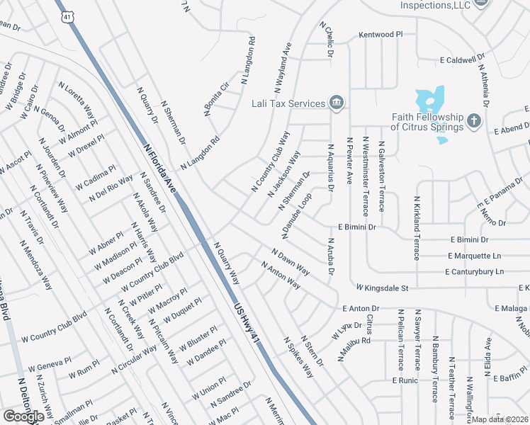 map of restaurants, bars, coffee shops, grocery stores, and more near 9321 North Jackson Way in Citrus Springs