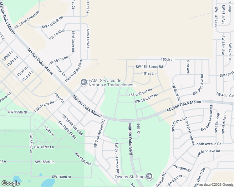 map of restaurants, bars, coffee shops, grocery stores, and more near 15320 56th Terrace Road in Ocala