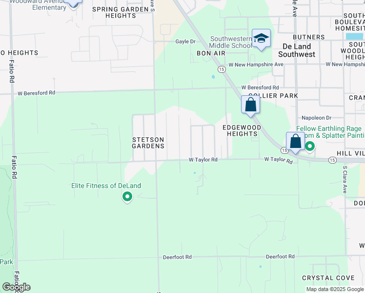 map of restaurants, bars, coffee shops, grocery stores, and more near 1562 Monroe Street in DeLand