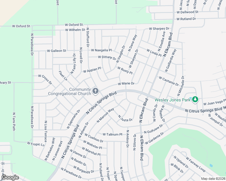 map of restaurants, bars, coffee shops, grocery stores, and more near 9371 North Cougar Paw Drive in Citrus Springs