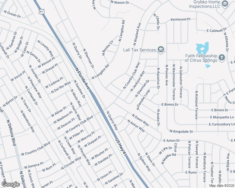 map of restaurants, bars, coffee shops, grocery stores, and more near 9392 North Sherman Drive in Citrus Springs