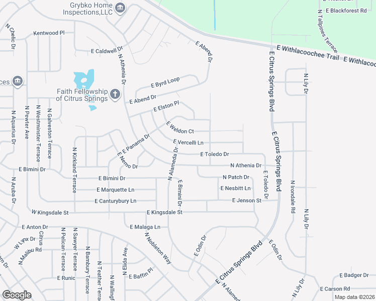 map of restaurants, bars, coffee shops, grocery stores, and more near 884 East Toledo Drive in Citrus Springs