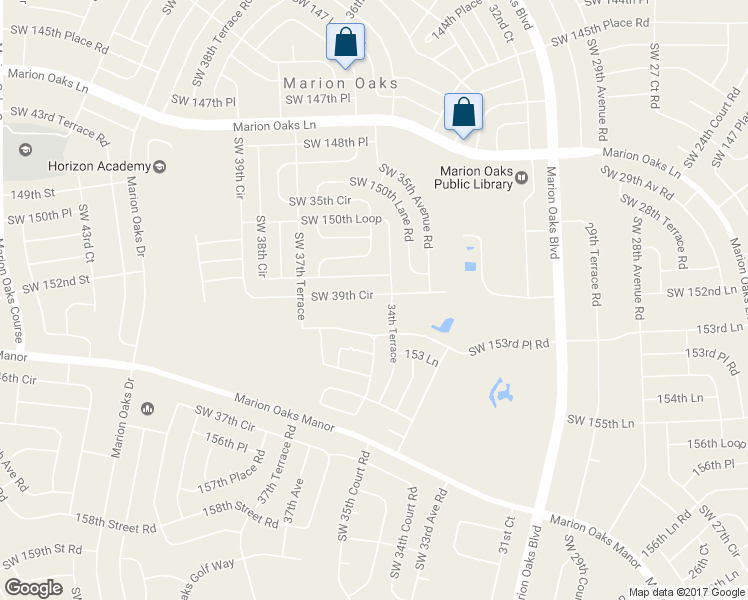 map of restaurants, bars, coffee shops, grocery stores, and more near 15200 Southwest 39th Circle in Ocala