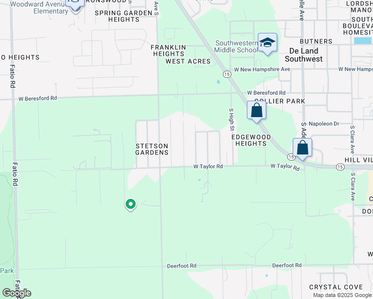 map of restaurants, bars, coffee shops, grocery stores, and more near 1544 Monroe Street in DeLand