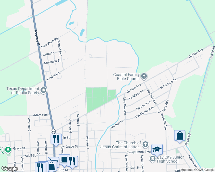 map of restaurants, bars, coffee shops, grocery stores, and more near 313 Cedar Vale Road in Bay City