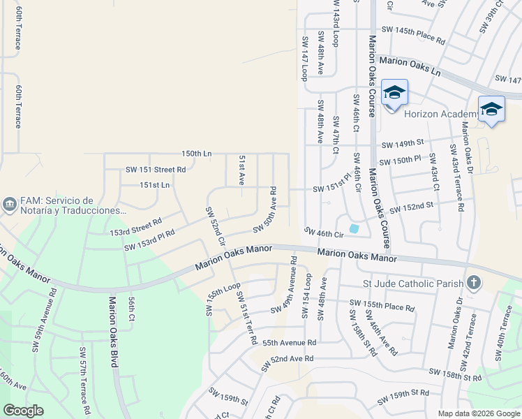 map of restaurants, bars, coffee shops, grocery stores, and more near in Marion Oaks