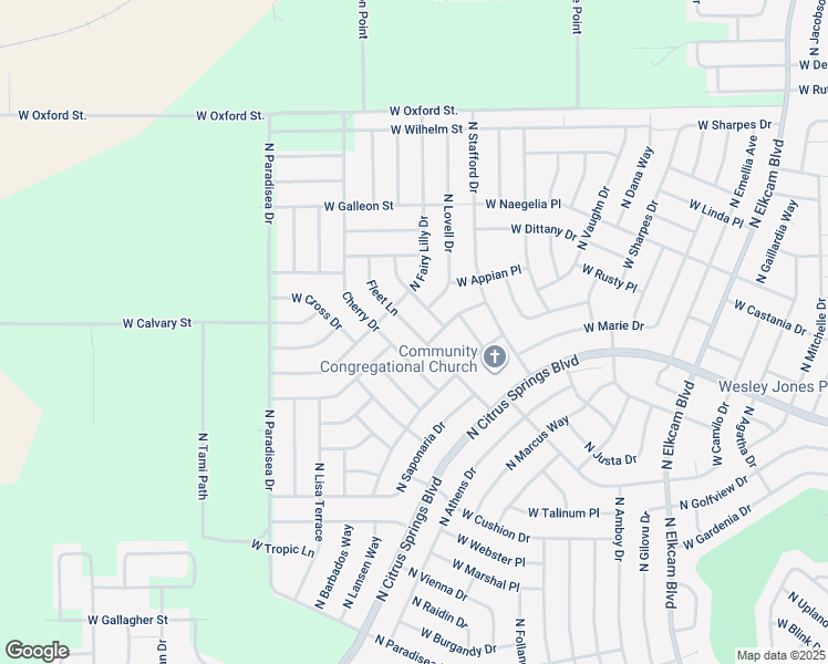 map of restaurants, bars, coffee shops, grocery stores, and more near 9489 North Old Mill Way in Citrus Springs