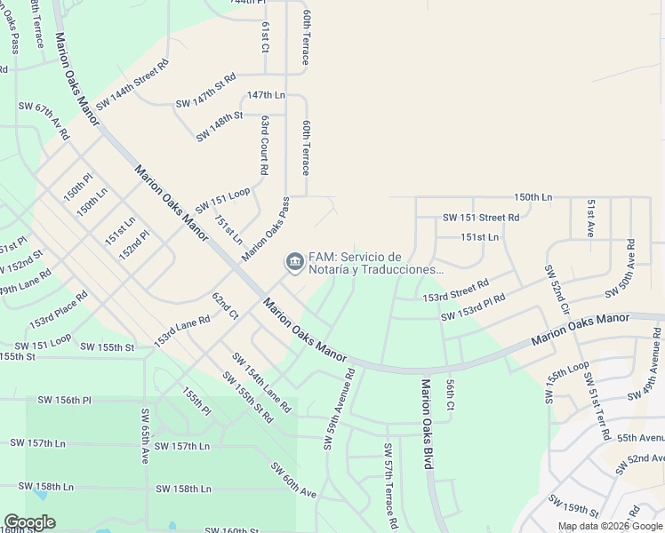 map of restaurants, bars, coffee shops, grocery stores, and more near 15222 Southwest 60th Circle in Ocala