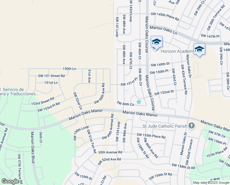 map of restaurants, bars, coffee shops, grocery stores, and more near 15145 Southwest 46th Circle in Ocala