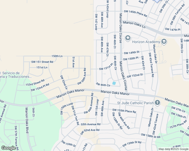 map of restaurants, bars, coffee shops, grocery stores, and more near 15145 Southwest 46th Circle in Ocala