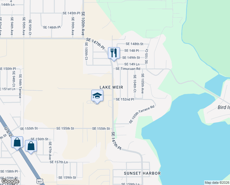 map of restaurants, bars, coffee shops, grocery stores, and more near 15210 Southeast 103rd Avenue in Summerfield