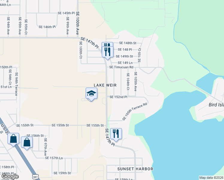 map of restaurants, bars, coffee shops, grocery stores, and more near 15210 Southeast 103rd Avenue in Summerfield