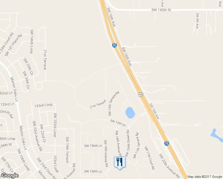 map of restaurants, bars, coffee shops, grocery stores, and more near 1595 Southwest 152nd Place in Ocala