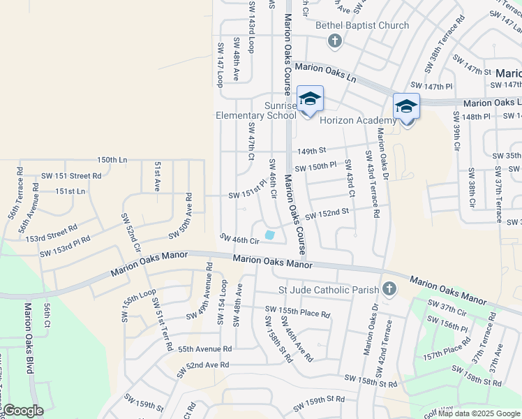 map of restaurants, bars, coffee shops, grocery stores, and more near 15168 Southwest 47th Court in Ocala