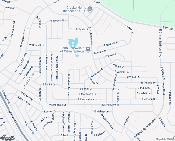 map of restaurants, bars, coffee shops, grocery stores, and more near 524 East Avondale Drive in Citrus Springs