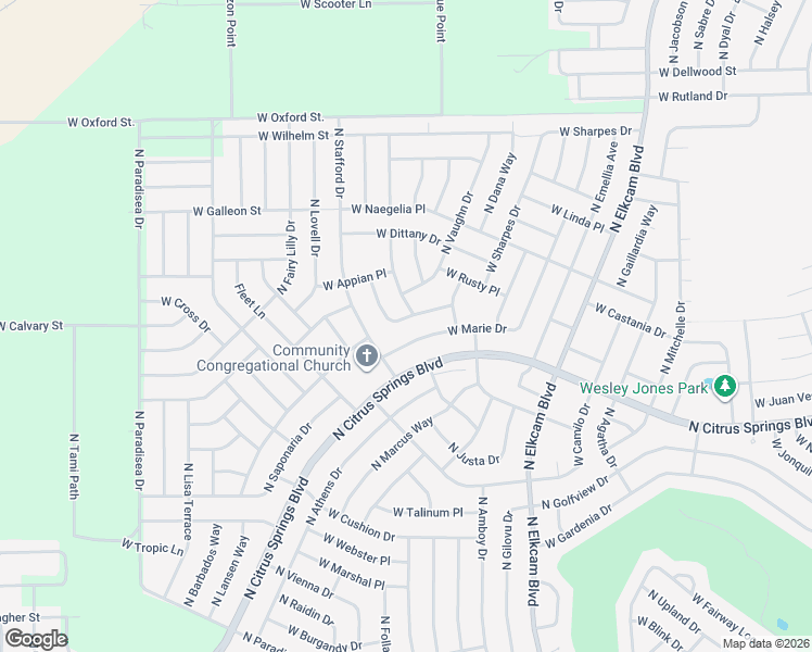 map of restaurants, bars, coffee shops, grocery stores, and more near 3342 West Crandon Drive in Citrus Springs