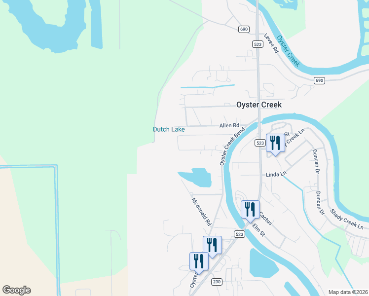 map of restaurants, bars, coffee shops, grocery stores, and more near 308 Hays Road in Freeport
