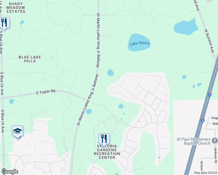 map of restaurants, bars, coffee shops, grocery stores, and more near 1057 Avery Meadows Way in DeLand