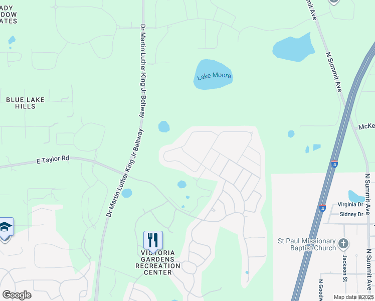 map of restaurants, bars, coffee shops, grocery stores, and more near 1104 Avery Meadows Way in DeLand