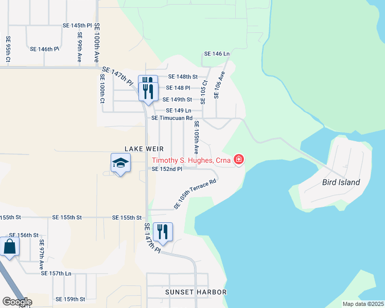 map of restaurants, bars, coffee shops, grocery stores, and more near 15200 Southeast 105th Avenue in Summerfield