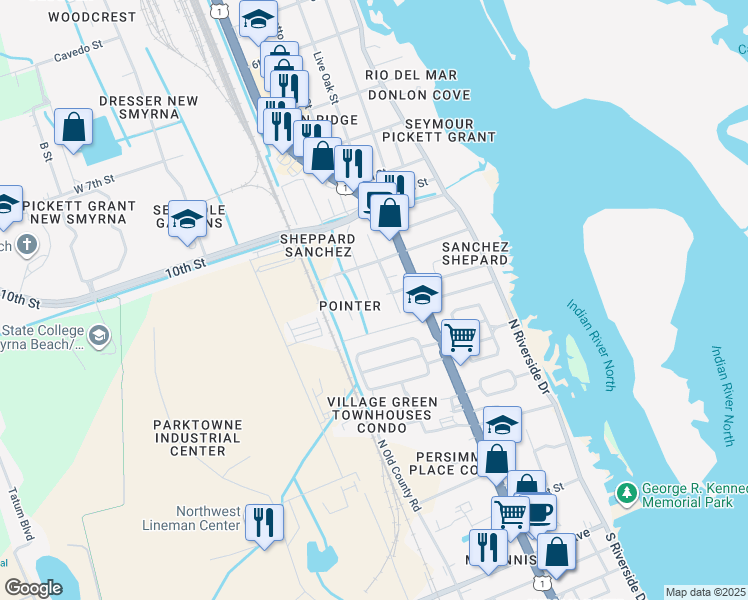 map of restaurants, bars, coffee shops, grocery stores, and more near 431 Palmetto Street in Edgewater