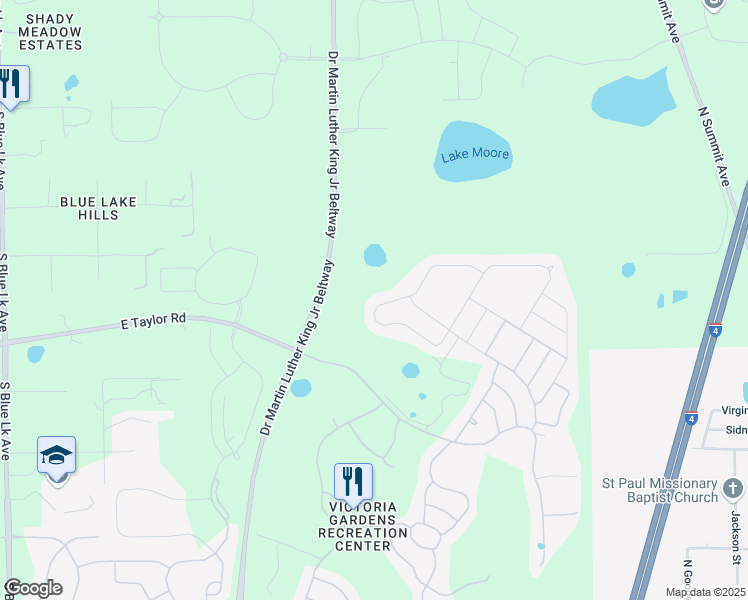 map of restaurants, bars, coffee shops, grocery stores, and more near 1057 Avery Meadows Way in DeLand