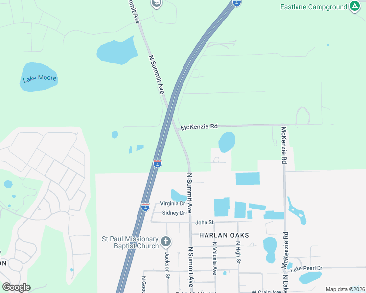 map of restaurants, bars, coffee shops, grocery stores, and more near County Road 4139 in Lake Helen