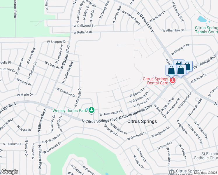map of restaurants, bars, coffee shops, grocery stores, and more near 2468 West Alton Street in Citrus Springs