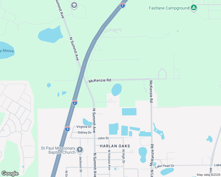 map of restaurants, bars, coffee shops, grocery stores, and more near 1135 McKenzie Road in Lake Helen