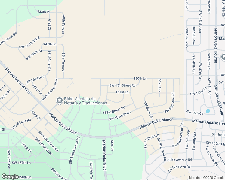 map of restaurants, bars, coffee shops, grocery stores, and more near 5545 151st Lane in Ocala