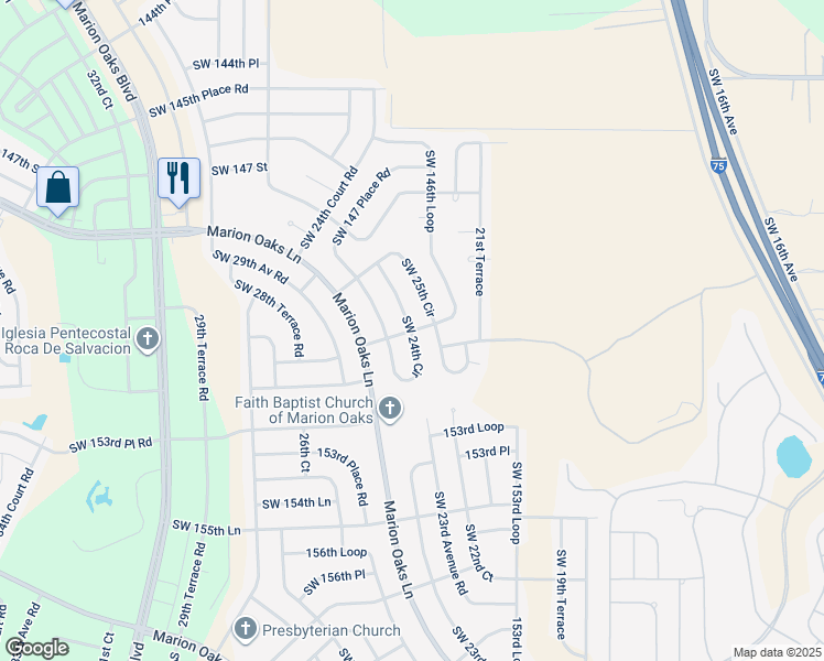map of restaurants, bars, coffee shops, grocery stores, and more near 7087 Southwest 146th Loop in Ocala