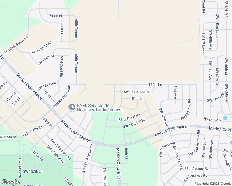 map of restaurants, bars, coffee shops, grocery stores, and more near 56th Terrace Road in Ocala