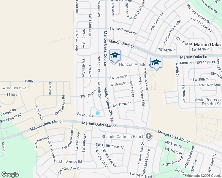 map of restaurants, bars, coffee shops, grocery stores, and more near 15076 Southwest 43rd Avenue Road in Ocala