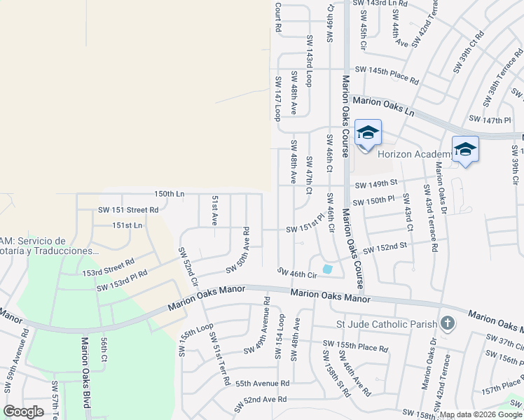 map of restaurants, bars, coffee shops, grocery stores, and more near 15193 Southwest 46th Circle in Ocala