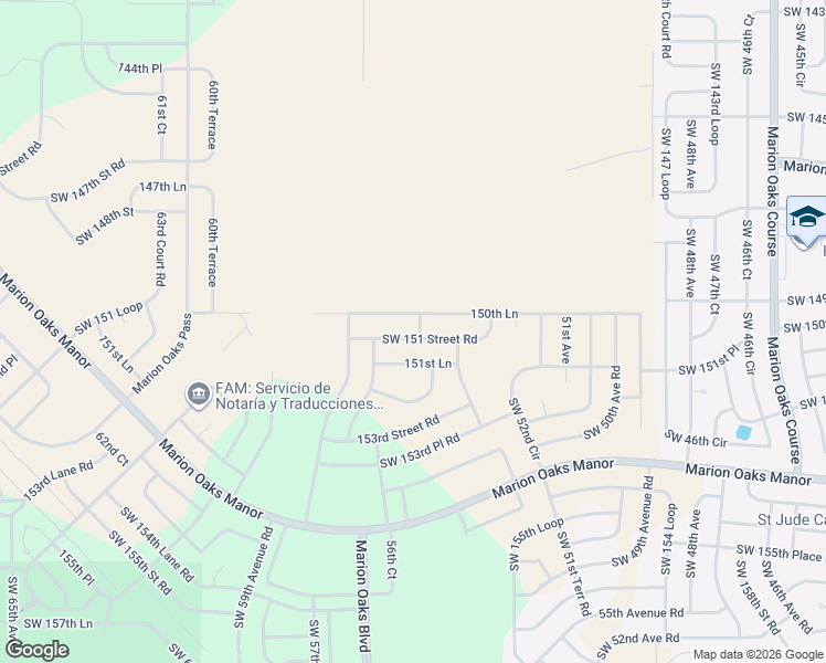 map of restaurants, bars, coffee shops, grocery stores, and more near 5545 151st Lane in Ocala