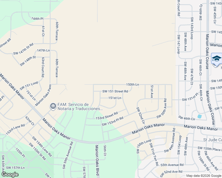 map of restaurants, bars, coffee shops, grocery stores, and more near 5545 151st Lane in Ocala