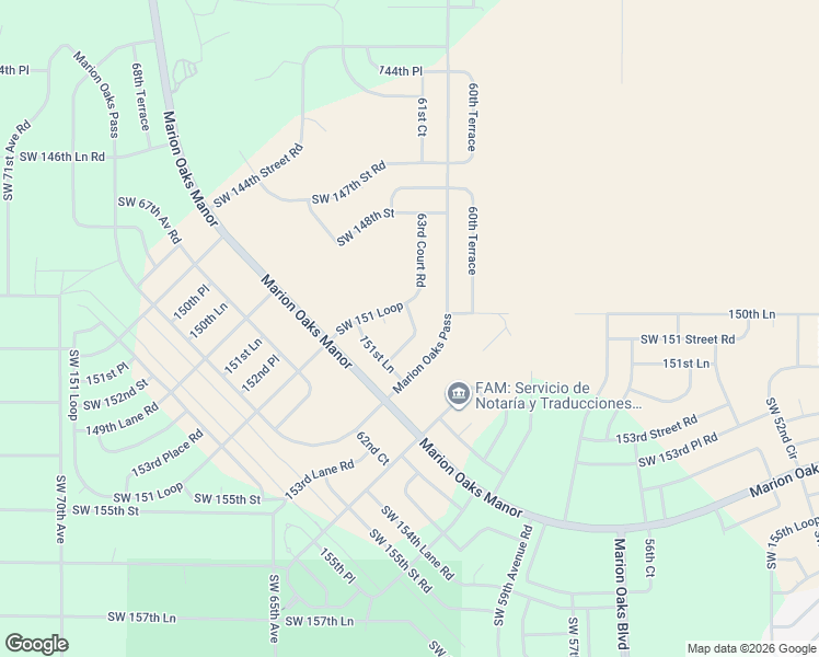 map of restaurants, bars, coffee shops, grocery stores, and more near 15011 61st Court Road in Ocala