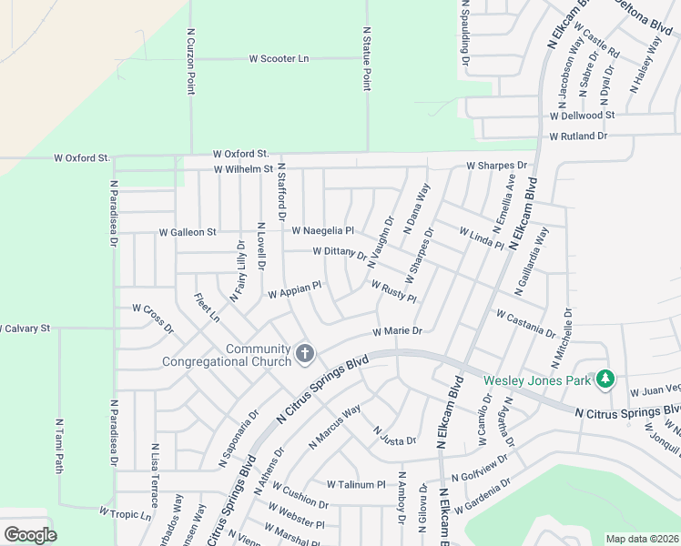 map of restaurants, bars, coffee shops, grocery stores, and more near 9691 North Parquet Way in Citrus Springs