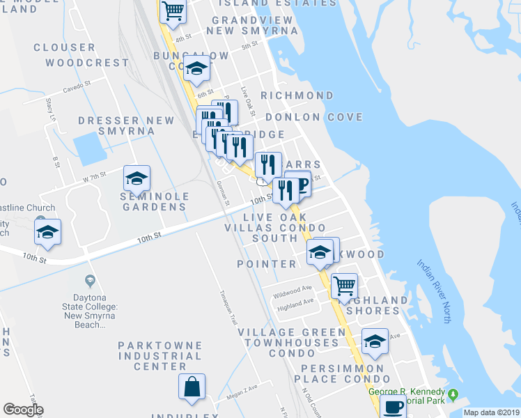 map of restaurants, bars, coffee shops, grocery stores, and more near 470 Palmetto Street in Edgewater