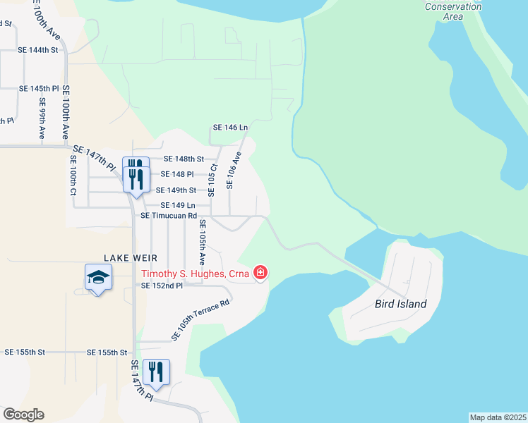 map of restaurants, bars, coffee shops, grocery stores, and more near 14983 Southeast 107 Avenue in Summerfield