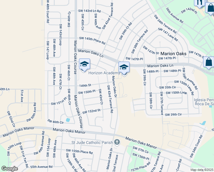 map of restaurants, bars, coffee shops, grocery stores, and more near 4342 149th Street in Ocala